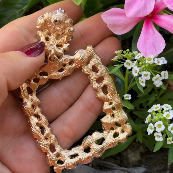 Vintage Inspired Sparkle Square Dangle Earrings - Picture 6 of 6